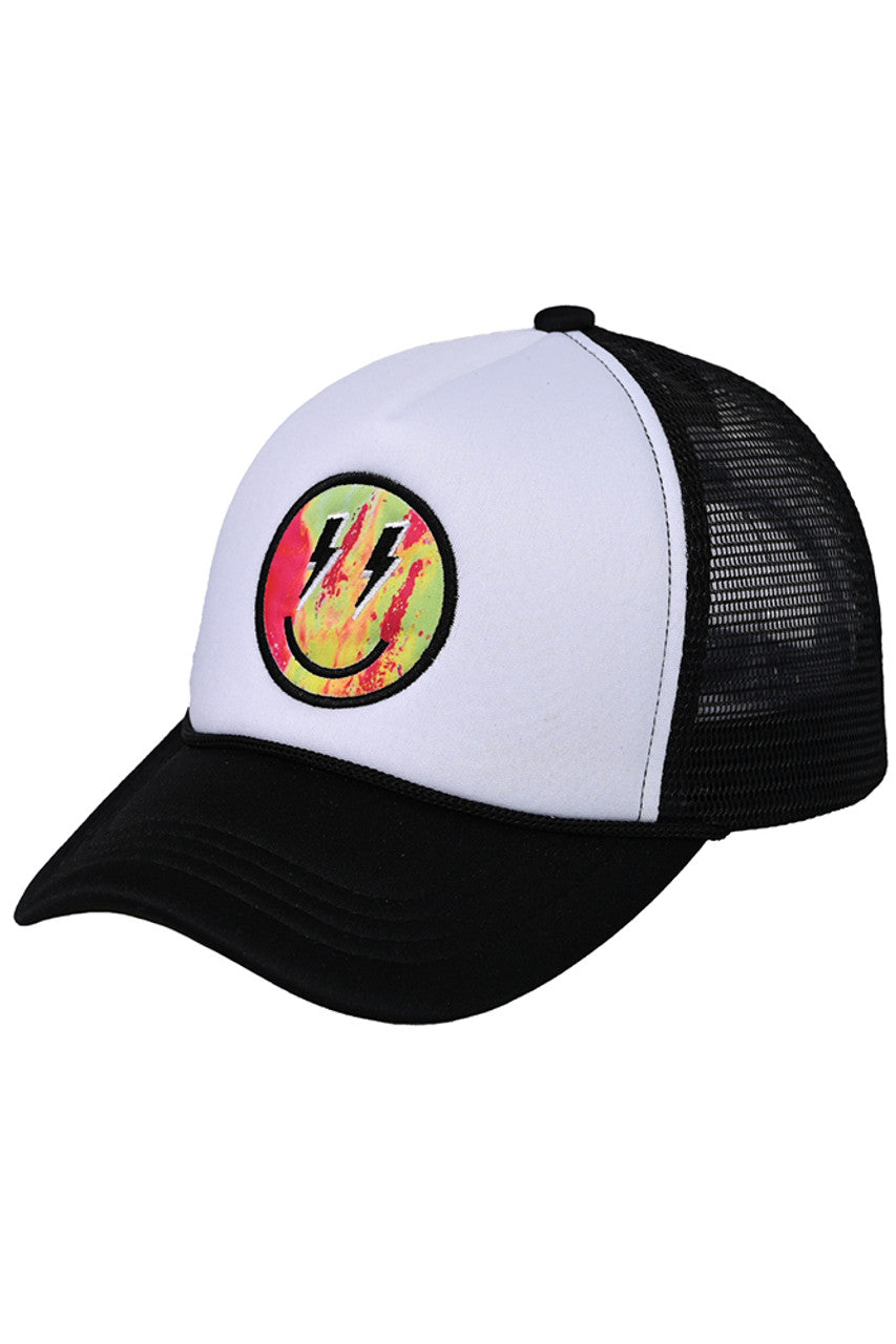 C.C Lightning Bolt Eyes Smiley Face Trucker Cap