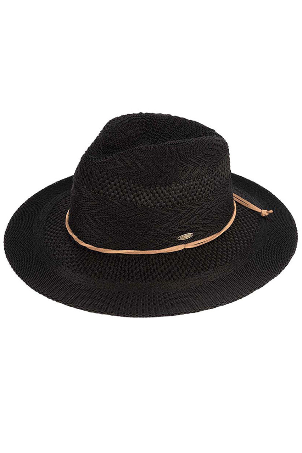 C.C MULTI PATTERN SUEDE STRING BAND PANAMA HAT