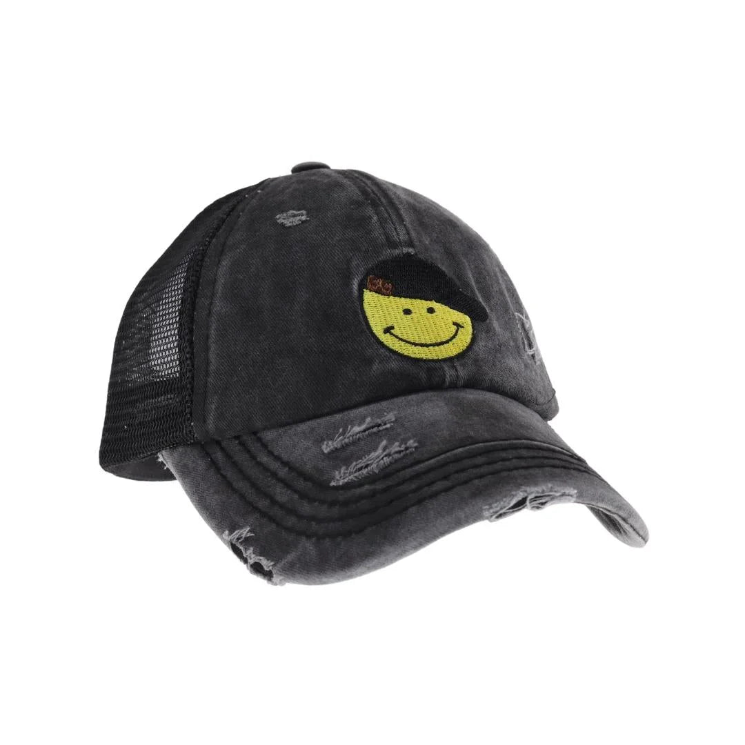 C.C Smiley Face Criss Cross High Pony C.C Ball Cap