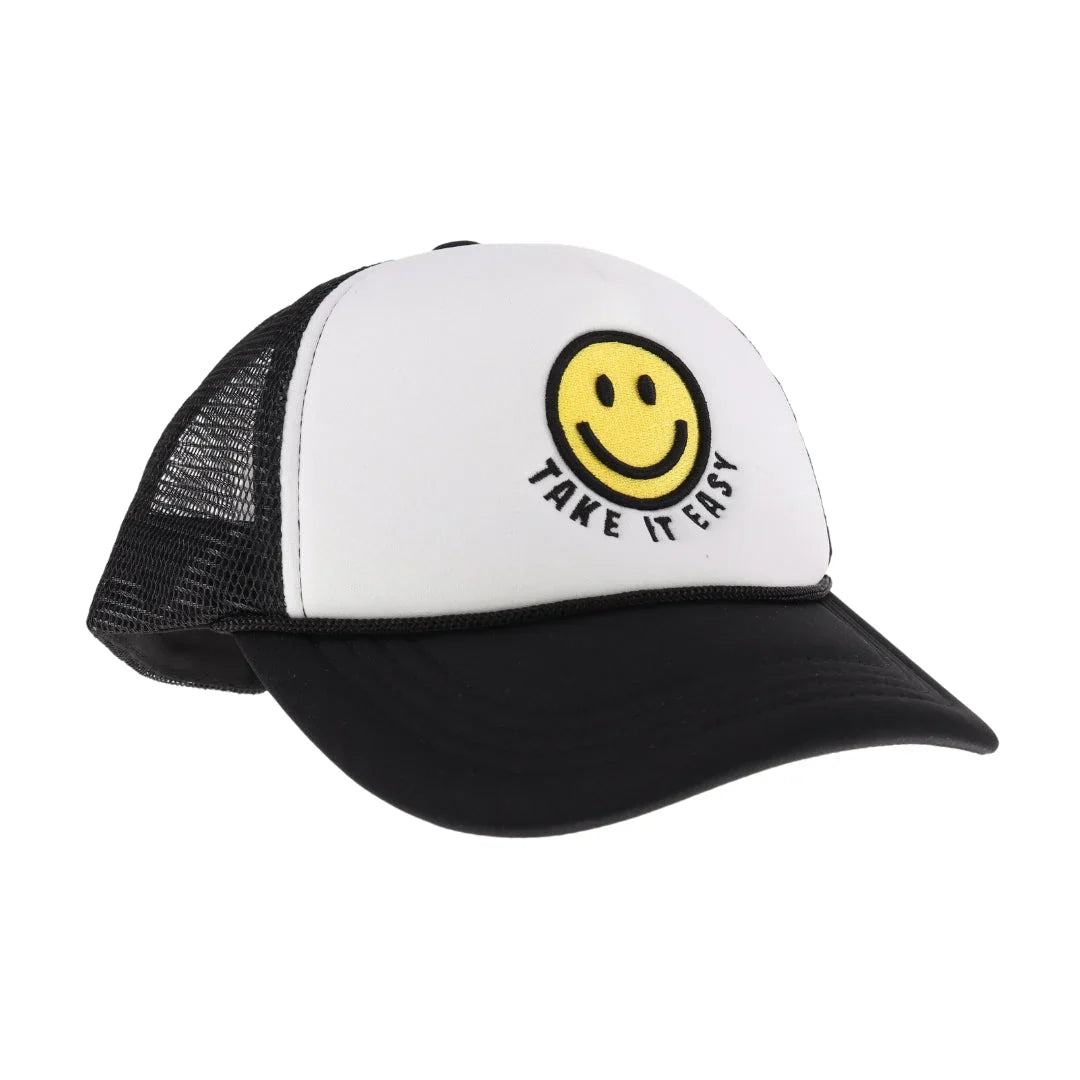C.C TAKE IT EASY Smiley Face Trucker Cap