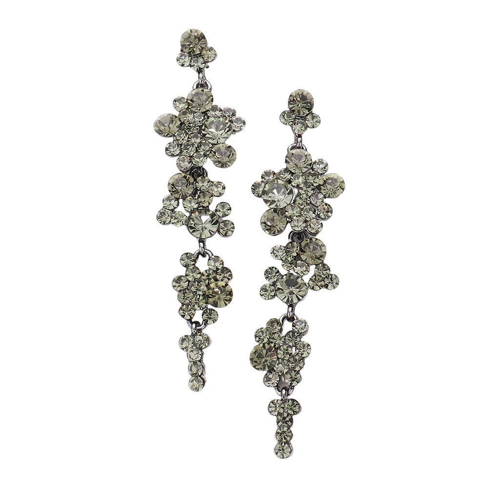 Bubble Stone Cluster Dangle Evening Earrings