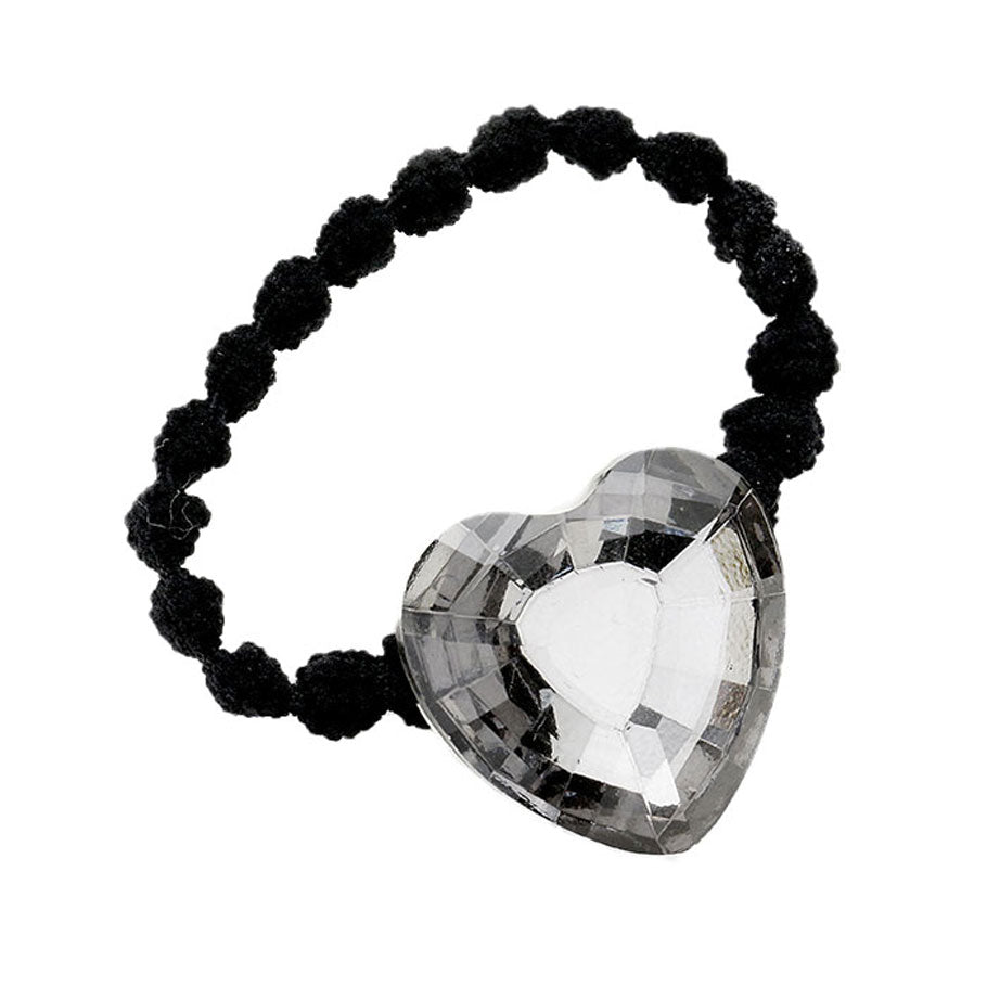 Crystal Heart Accented Stretch Hair Band