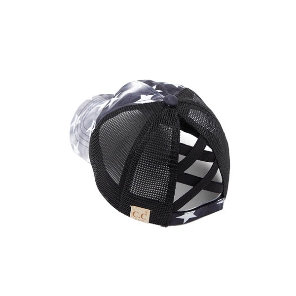 C.C Kids Tie Dye US Flag Star Baseball Ponytail Baseball Cap