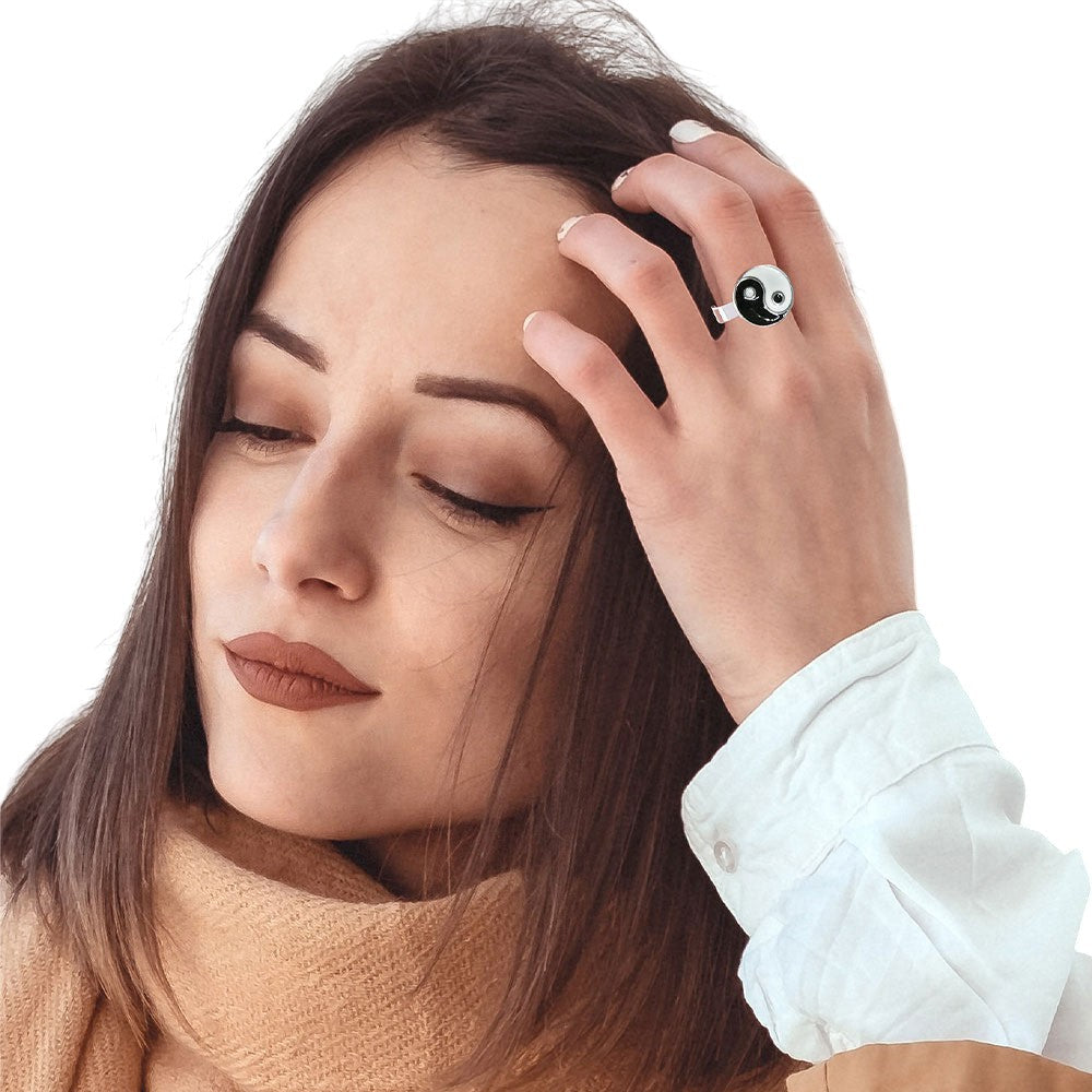 12PCS - Enamel Yin Yang Stainless Steel Rings