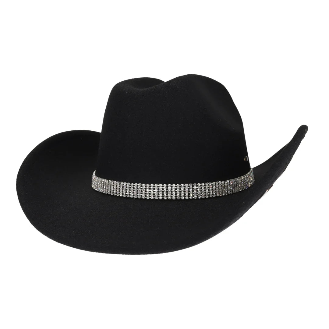 C.C American Flag Theme Star Stone Vegan Felt Cowboy Hat