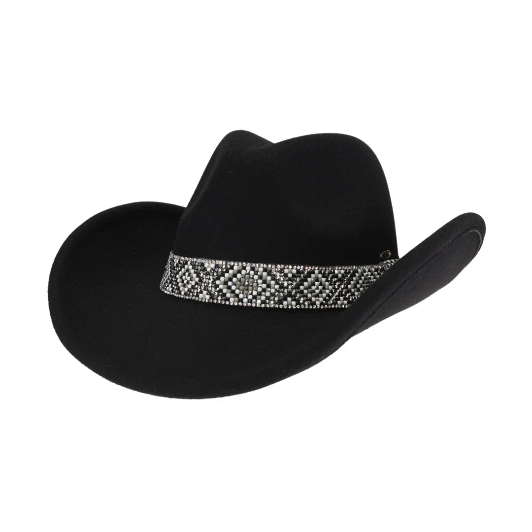 C.C Aztec Beads Trim Vegan Cowboy Hat