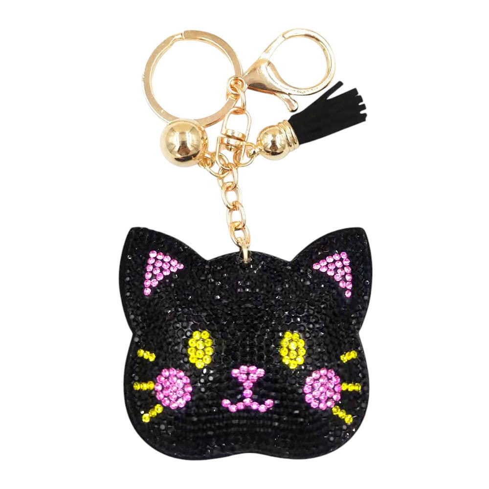 Bling Cat Face Tassel Bag Charm