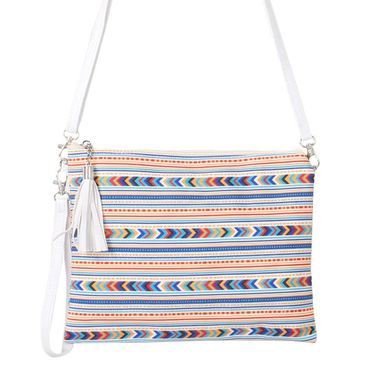 Aztec Patterned Wristlet Clutch Crossbody Bag