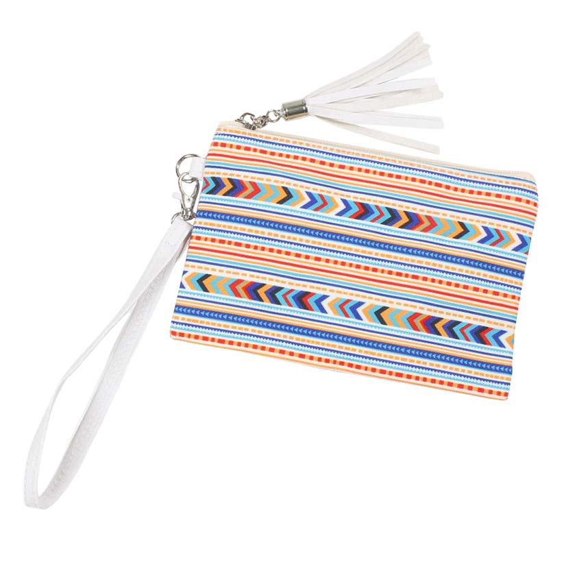 Aztec Patterned Wristlet Pouch Bag