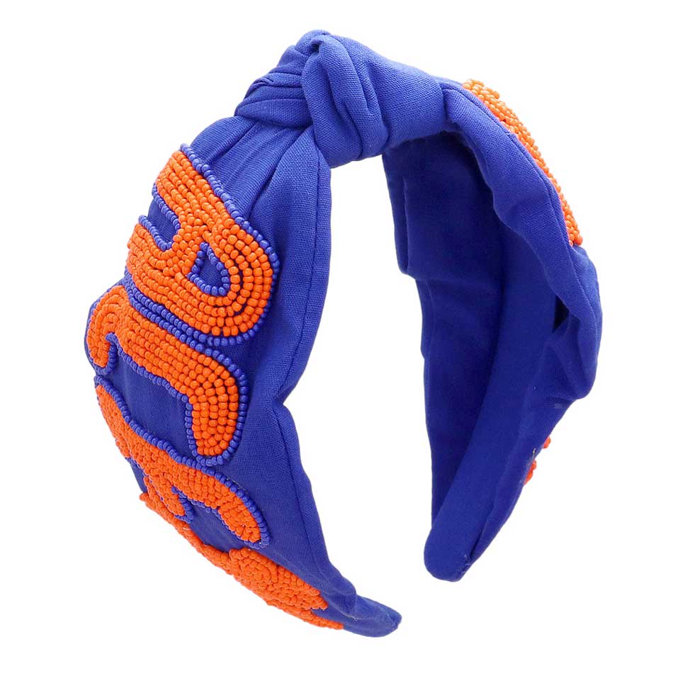 Game Day Seed Beaded ACE Message Star Knot Burnout Headband
