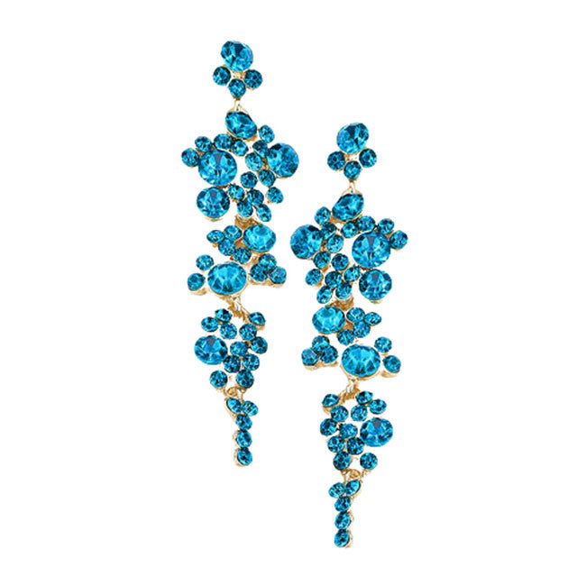 Bubble Stone Cluster Dangle Evening Earrings
