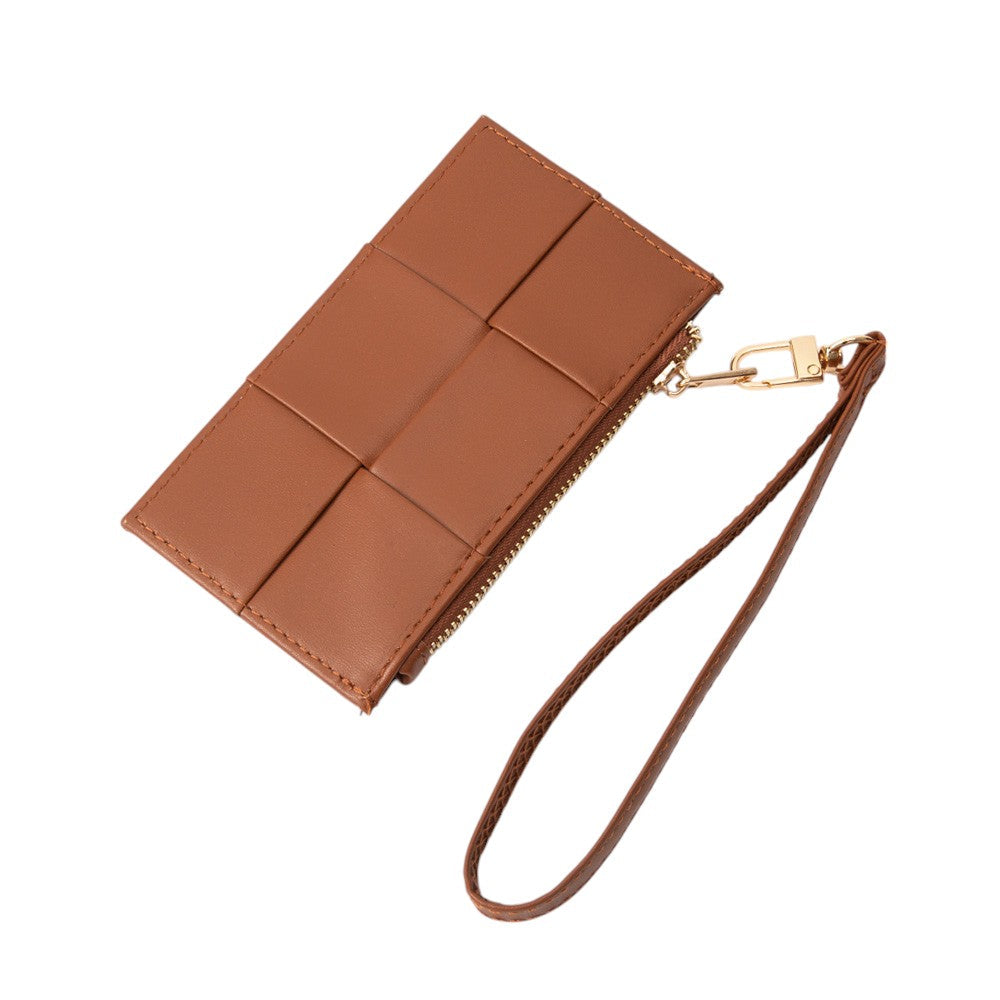 Faux Leather Weave Flat  Coin Wallet