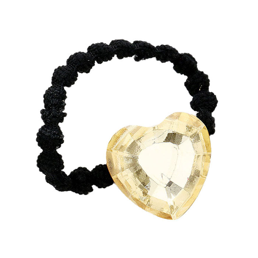 Crystal Heart Accented Stretch Hair Band