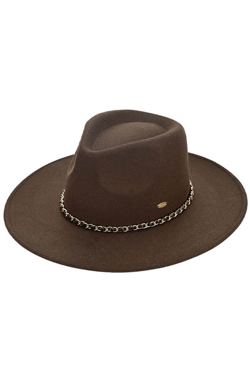 C.C Chain Trim Band Vegan Felt Panama Hat