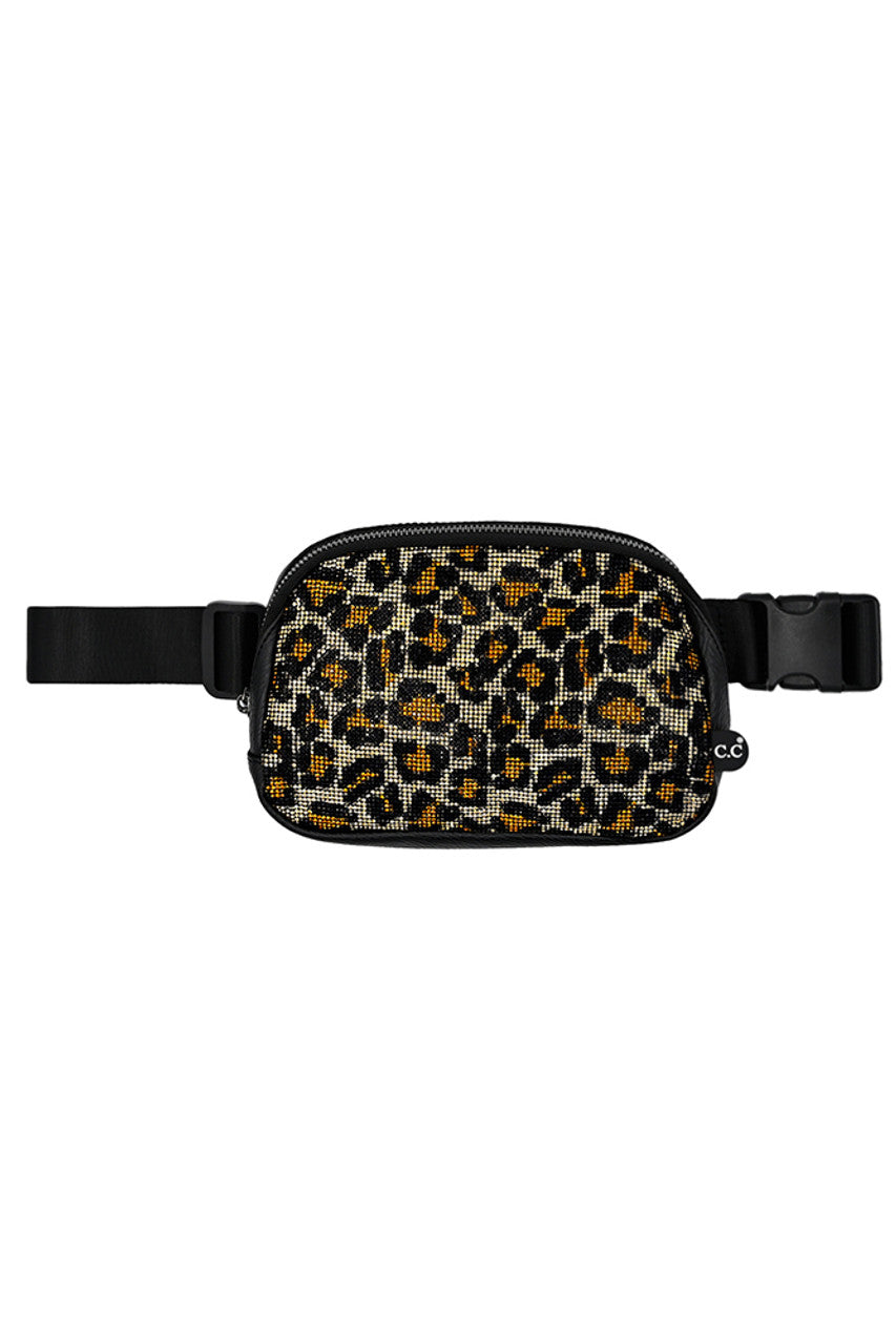C.C Animal Print Rhinestone Crossbody Fanny Pack
