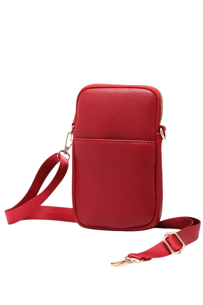Solid PU Cell Phone Strap Bag