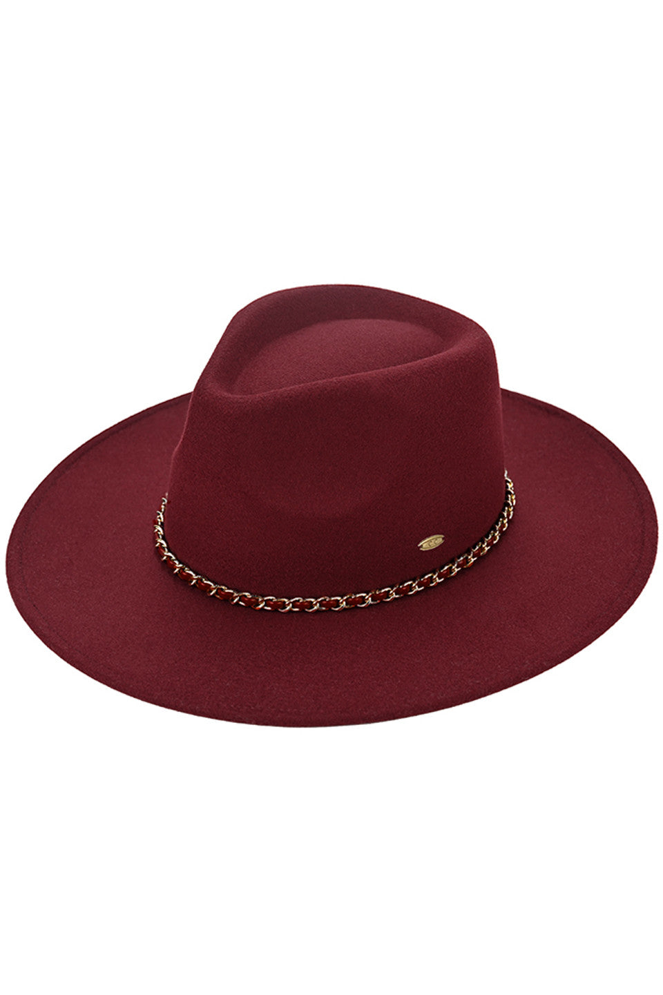 C.C Chain Trim Band Vegan Felt Panama Hat