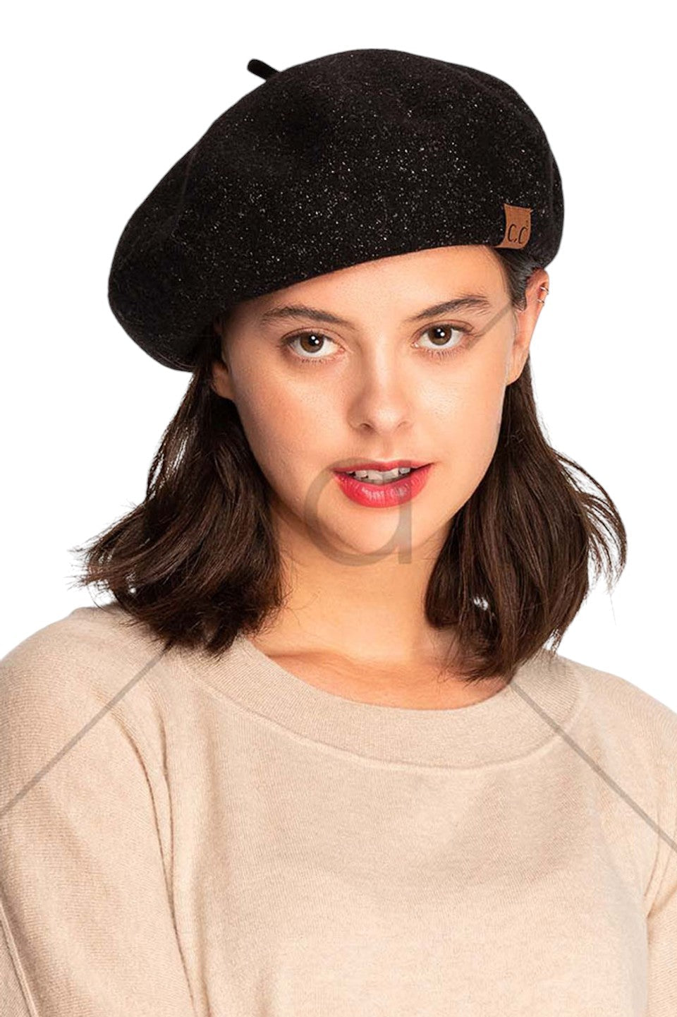 C.C Lurex Yarn Wool Beret