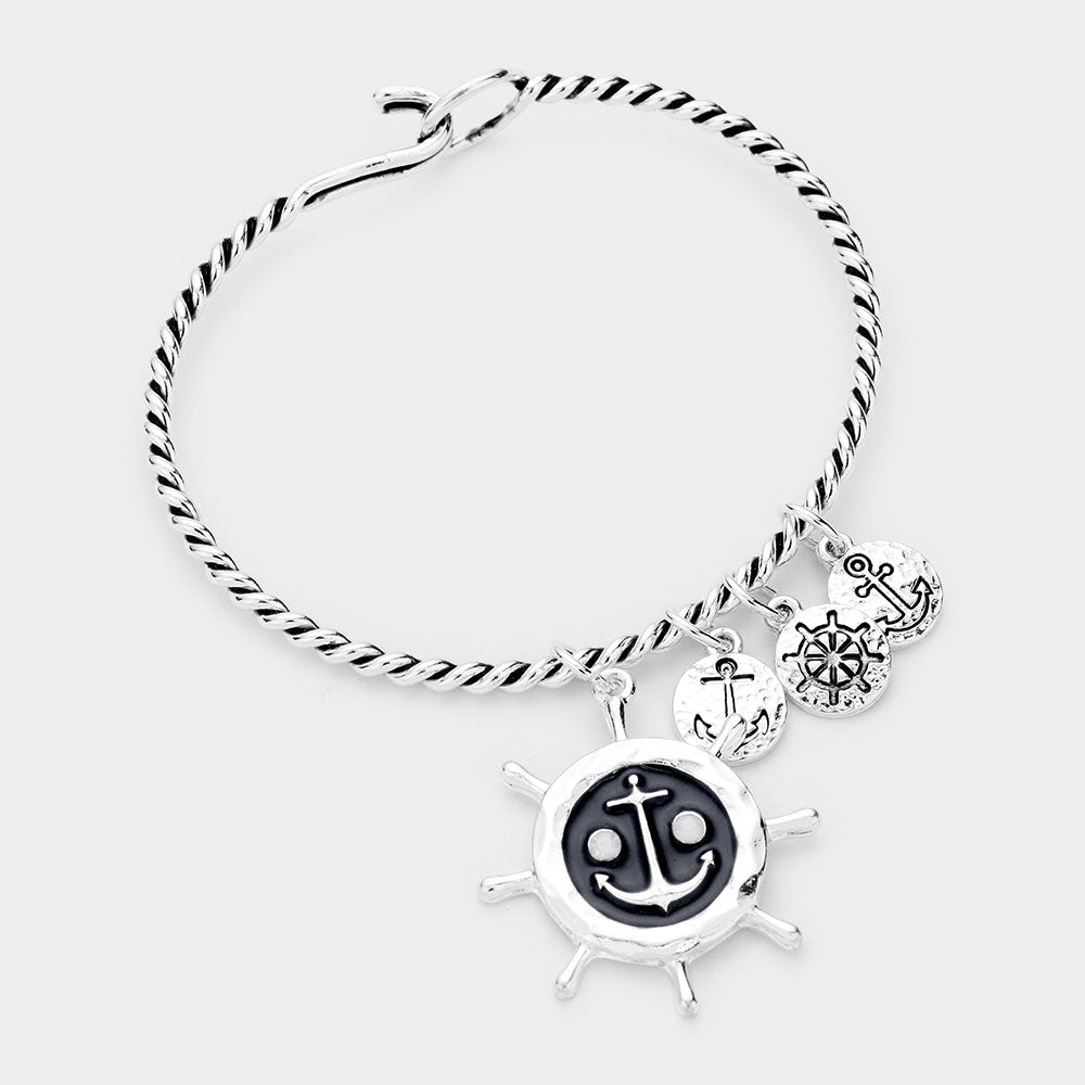 Anchor Ship Heel Charm Hook Bracelet