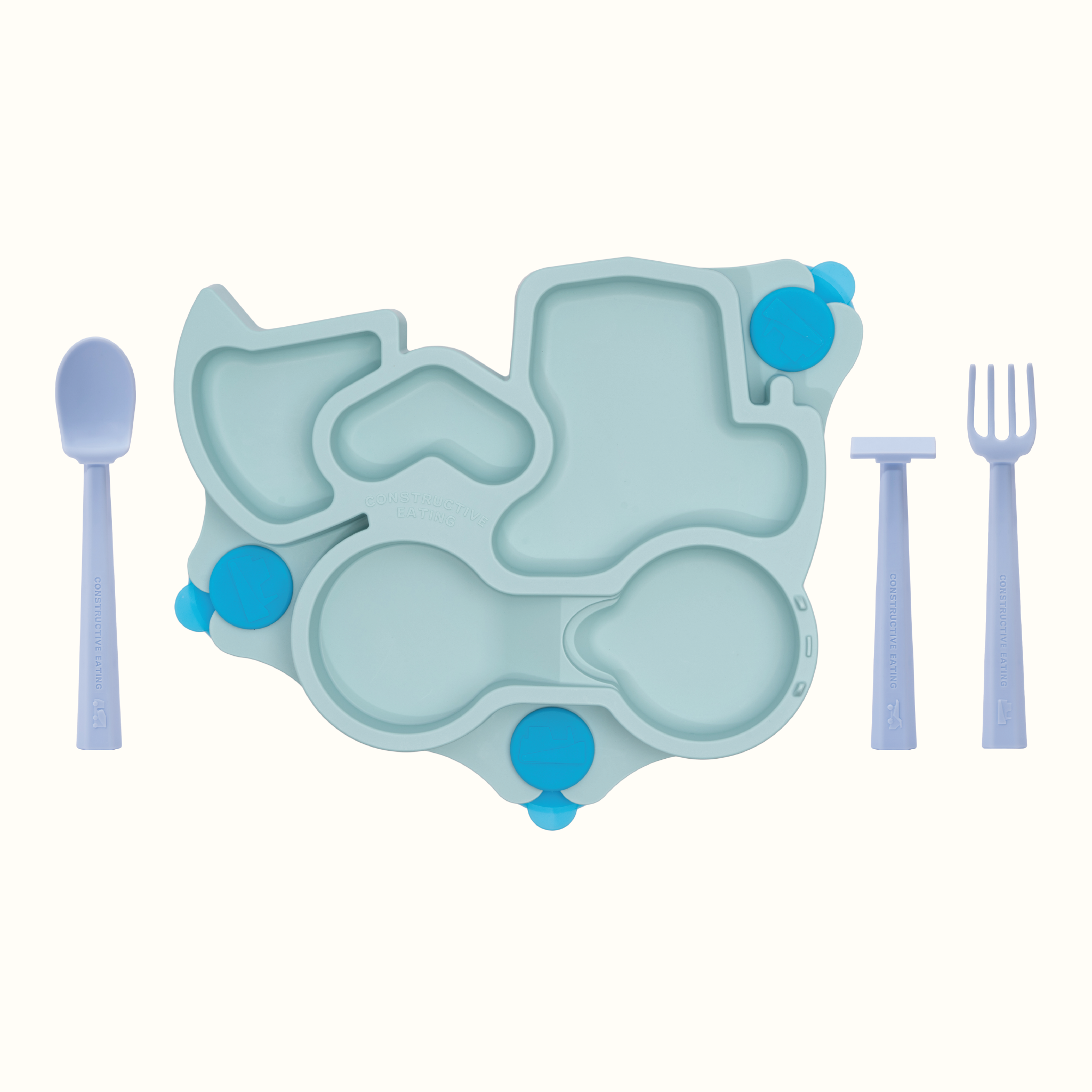 Truck Training Plate and Utensils - Teal