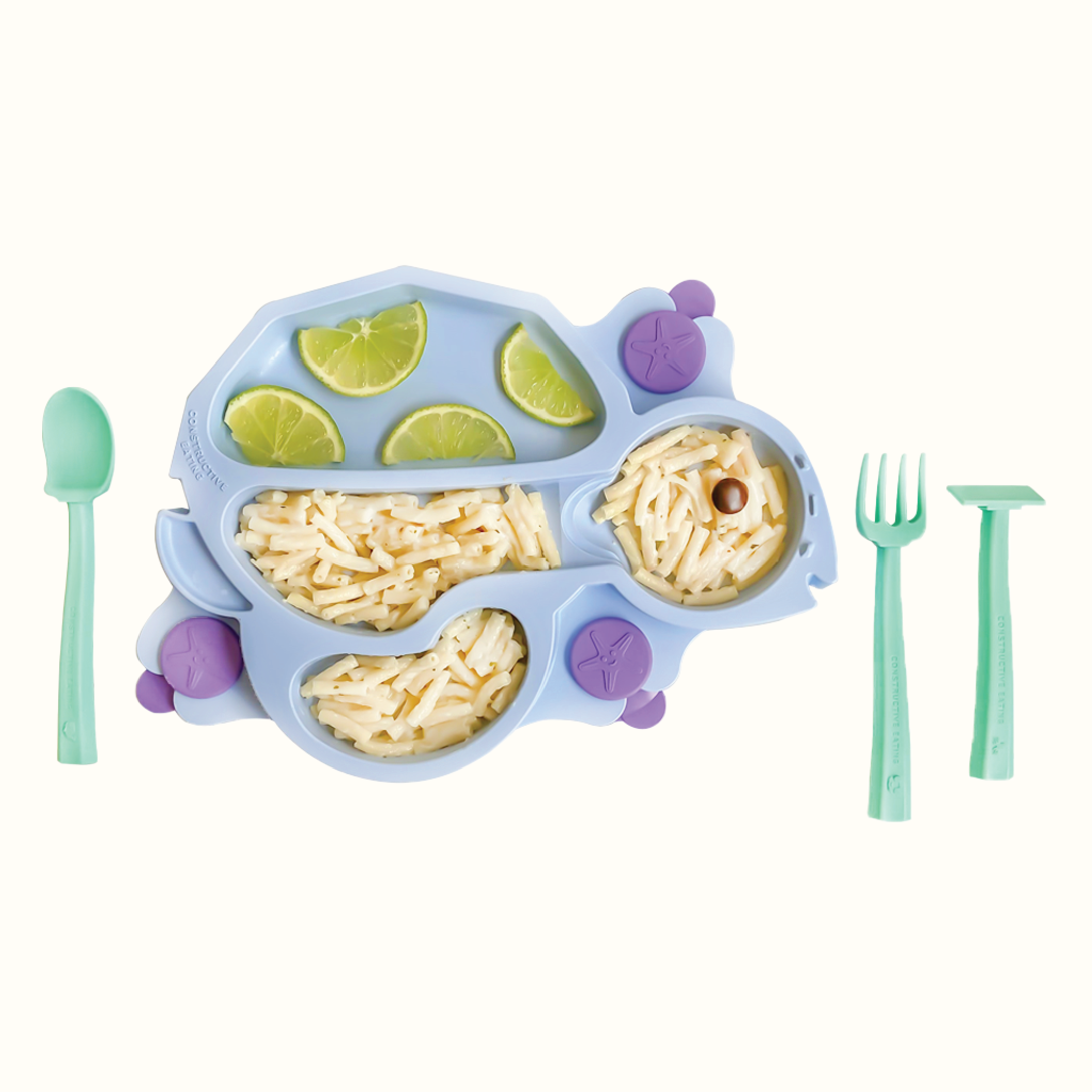 Turtle Training Plate and Utensils - Blue