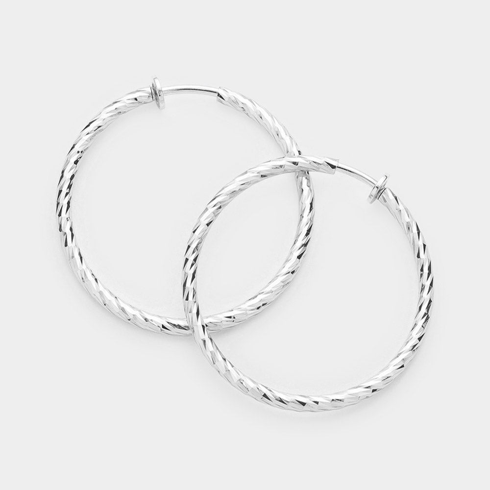 1.75" Hypoallergenic metal hoop clip on earrings