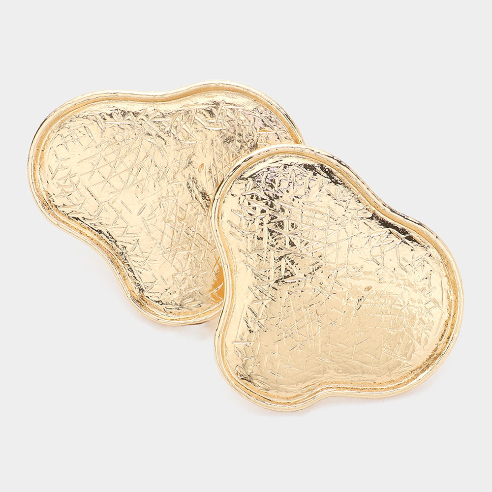 Abstract Textured Metal Clip On Earrings