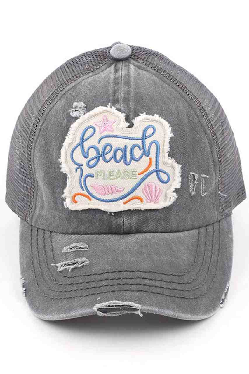 C.C DISTRESSED BEACH PLEASE PATCH PONYCAP