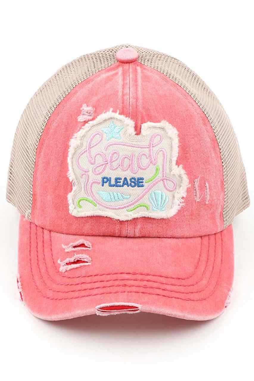 C.C DISTRESSED BEACH PLEASE PATCH PONYCAP