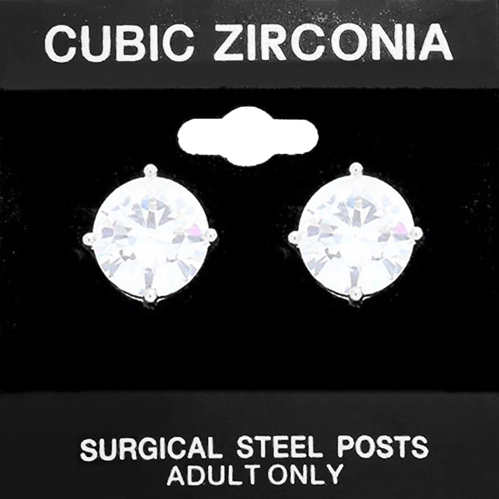 11mm Round CZ Stud Earrings