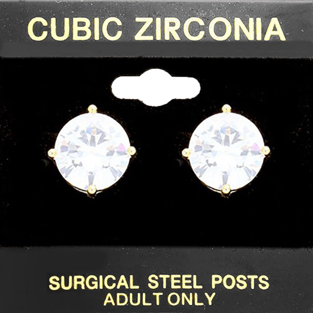 12mm Round CZ Stud Earrings