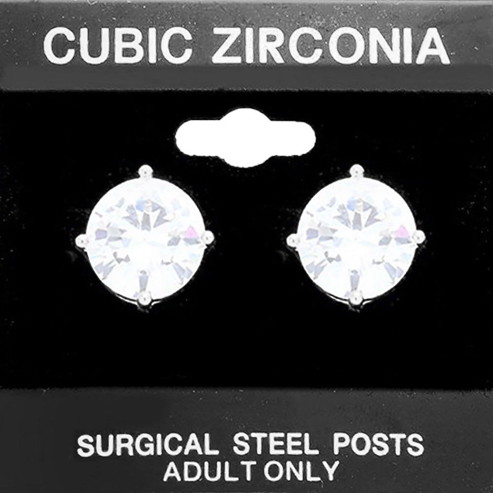 12mm Round CZ Stud Earrings
