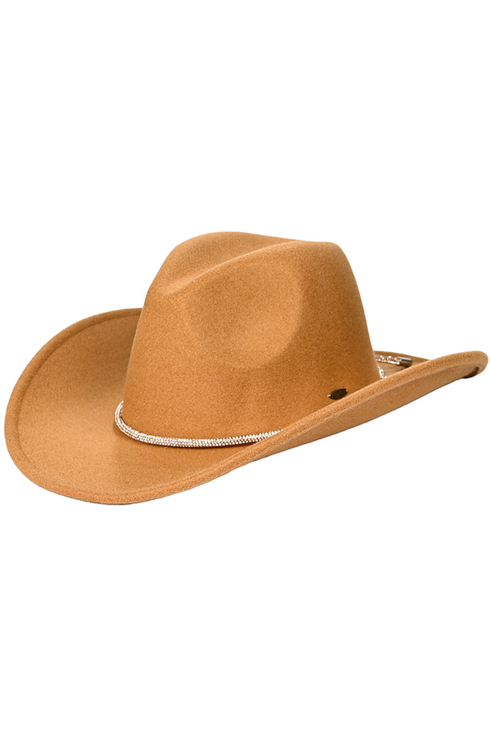 C.C Cowboy Vegan Felt Hat with Rhinestone String Trim Band