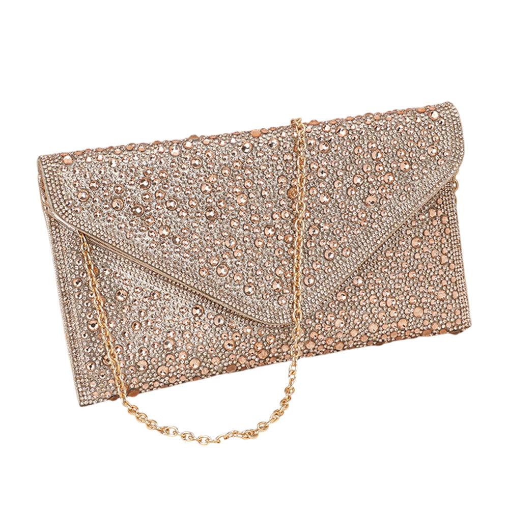 Bling Stone Studded Flap Envelop Evening Clutch Bag / Crossbody Bag
