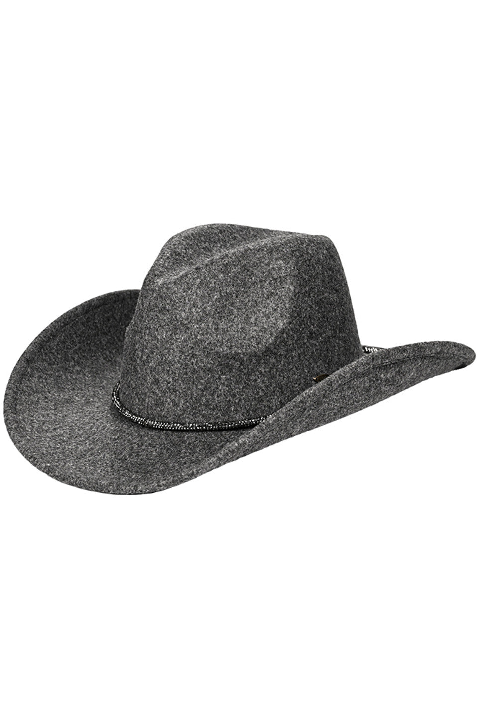 C.C Cowboy Vegan Felt Hat with Rhinestone String Trim Band