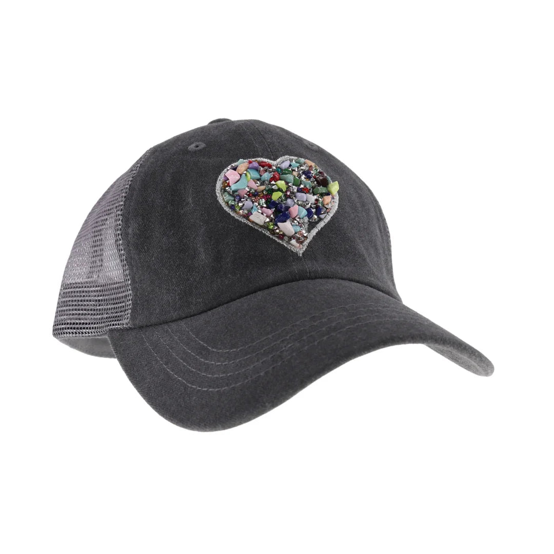C.C Heart Stone Embellishment Baseball Cap