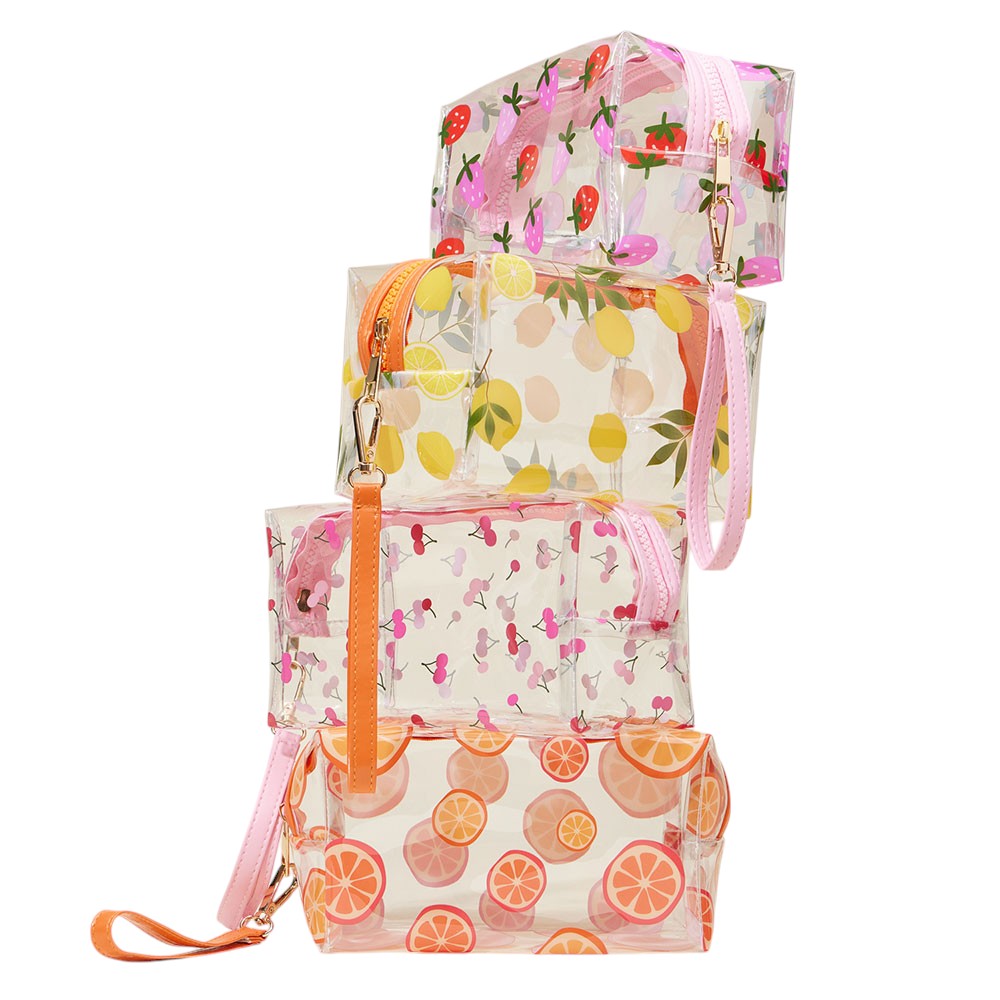 Strawberry Pattern Transparent Cosmetic Pouch Bag