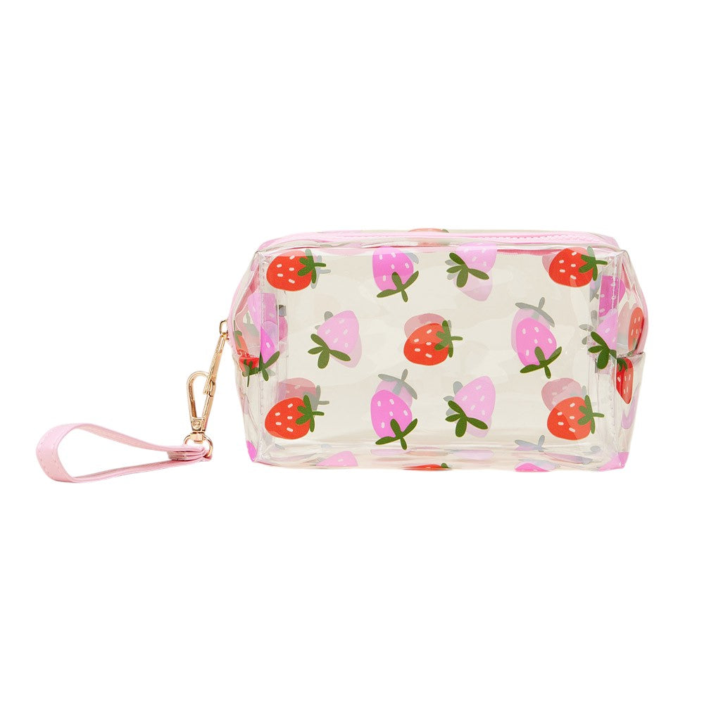 Strawberry Pattern Transparent Cosmetic Pouch Bag