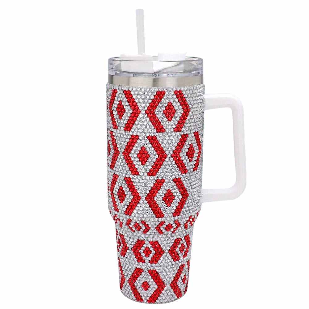 Bling Studded Abstract Patterned 40oz Stainless Steel Tumbler