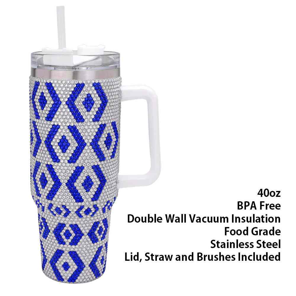 Bling Studded Abstract Patterned 40oz Stainless Steel Tumbler