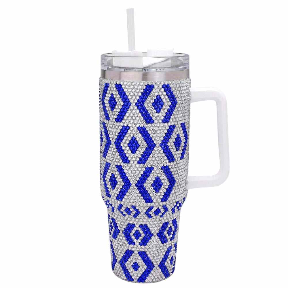 Bling Studded Abstract Patterned 40oz Stainless Steel Tumbler