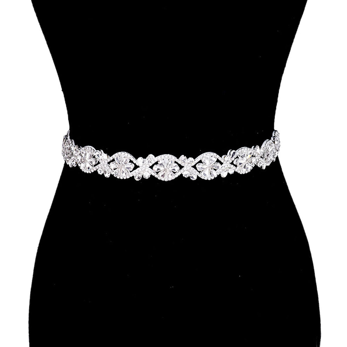 Crystal Marquise Sash Ribbon Bridal Wedding Belt Headband