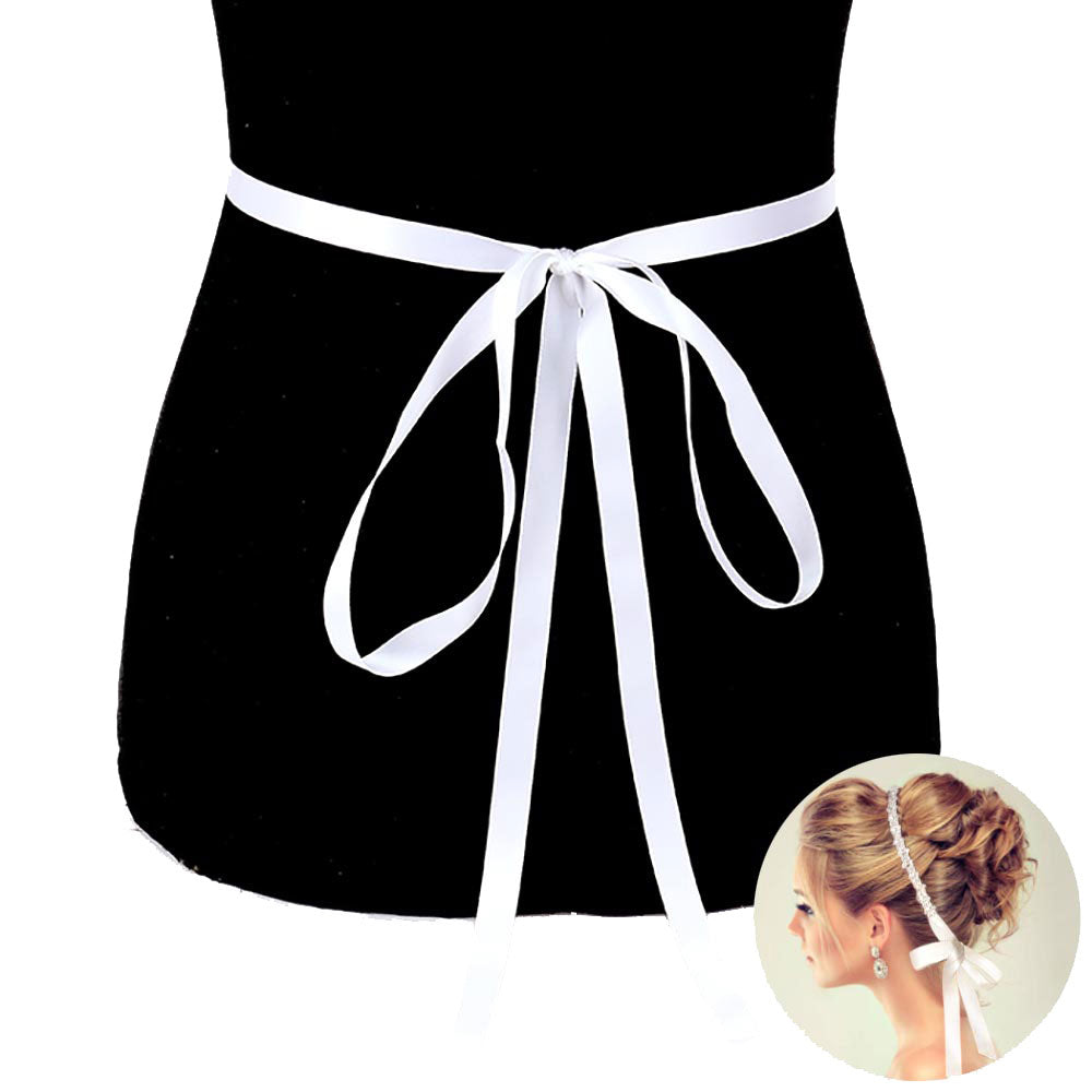 Crystal Marquise Sash Ribbon Bridal Wedding Belt Headband