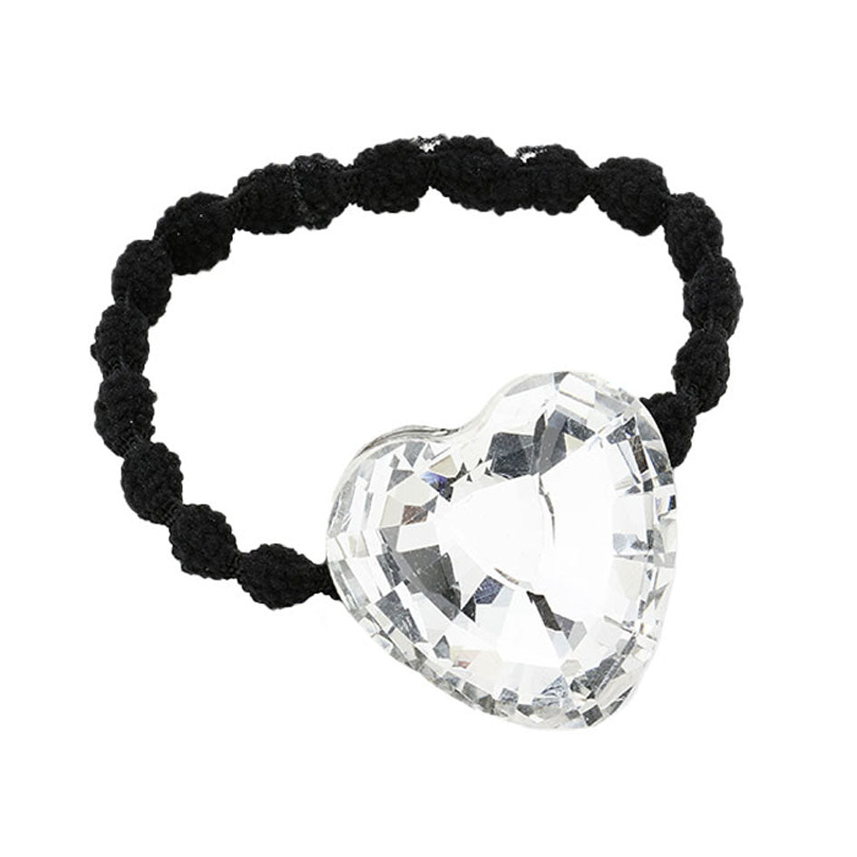 Crystal Heart Accented Stretch Hair Band