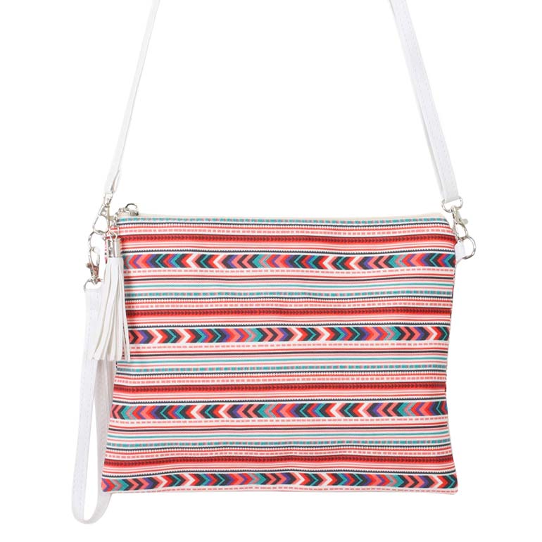 Aztec Patterned Wristlet Clutch Crossbody Bag