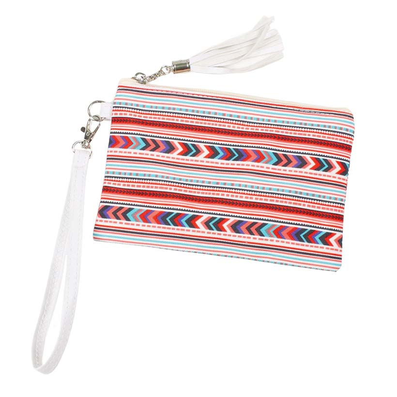 Aztec Patterned Wristlet Pouch Bag