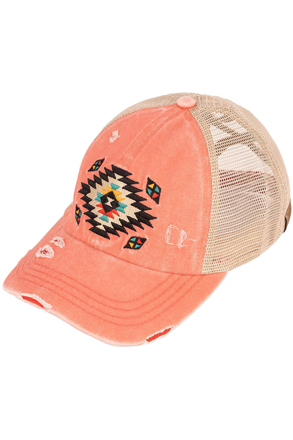 C.C Aztec Patch Distressed Pony Cap