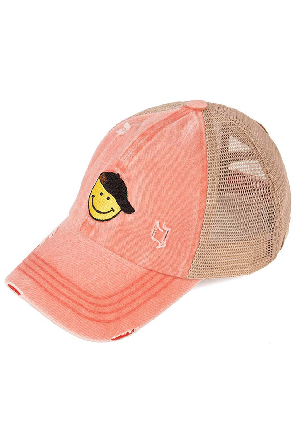 C.C Glitter Smiley Patch Kids Pony Cap