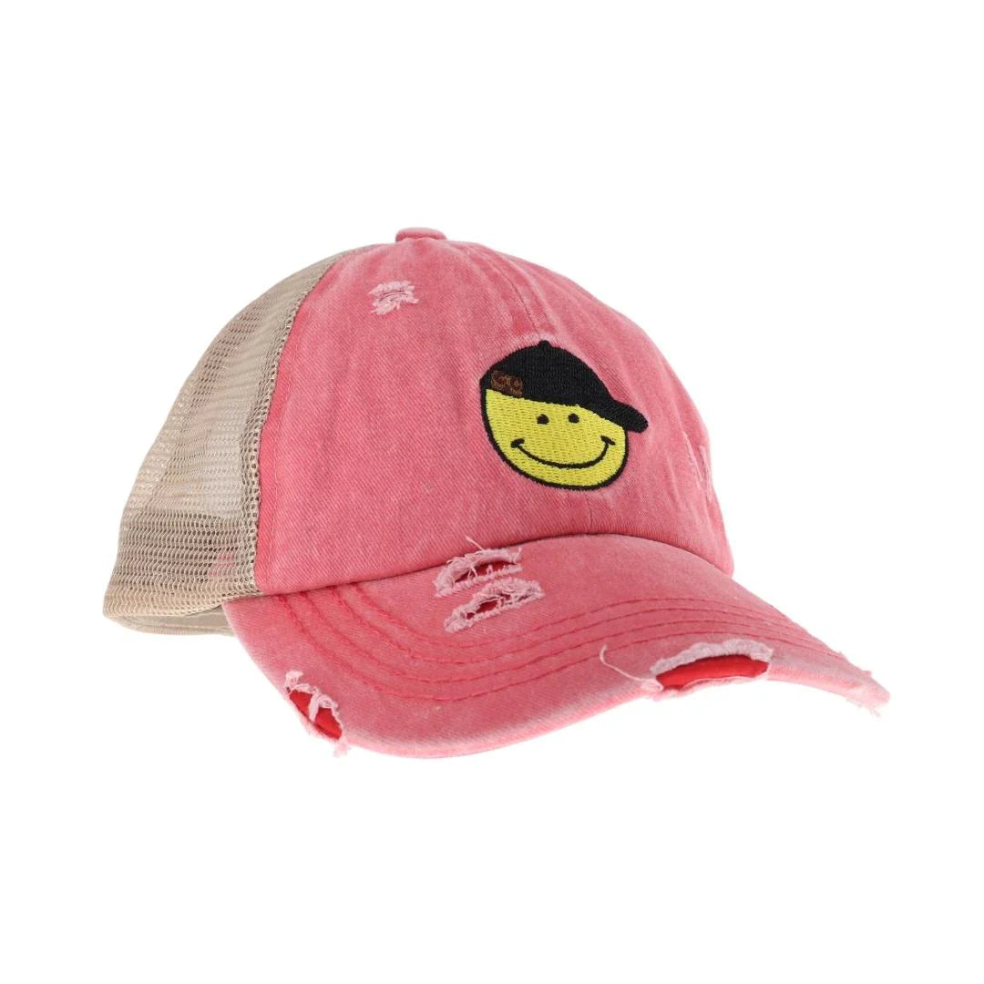 C.C Smiley Face Criss Cross High Pony C.C Ball Cap