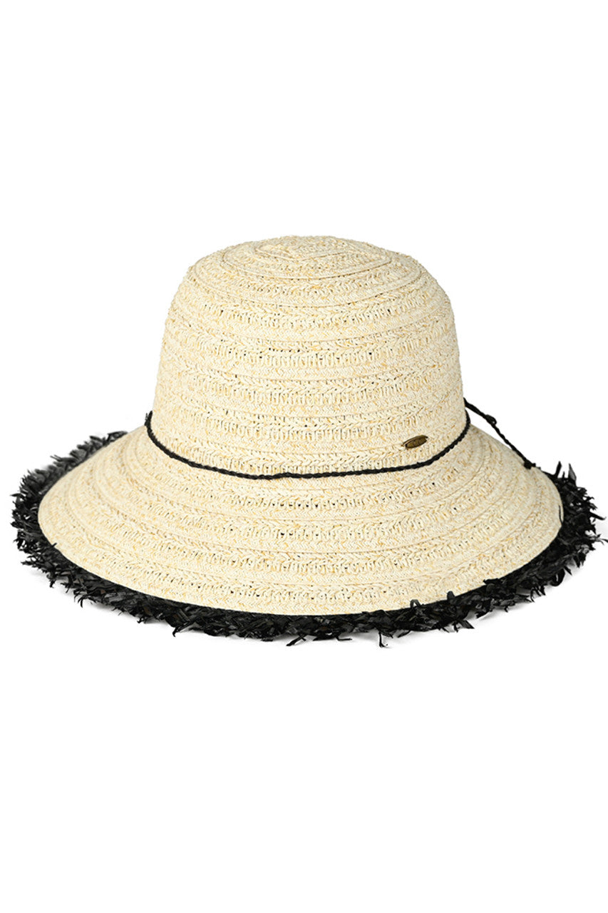 C.C Fringe Straw Bucket Cloche Hat